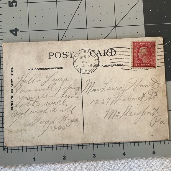 WWI (ca 1918) postcards (2) & 2 cent George Washington stamps (2) - Picture 9 of 11